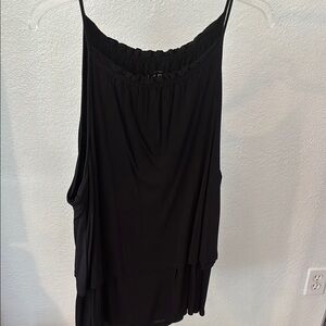 LOFT Black Peplum Cotton Spaghetti Strap Tank Top